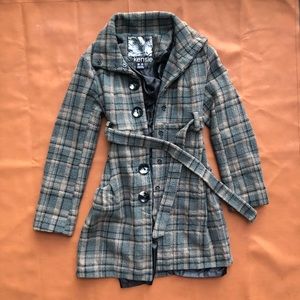 Kenzie Plaid Snap Button Tie Coat